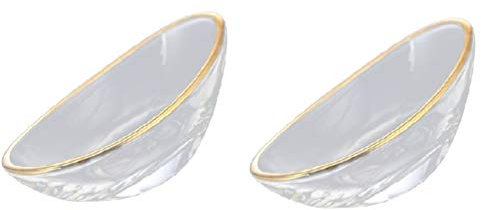 DOITOOL Lot de 2 petits bols en verre pour préparation de sauce soja japonaise à bord doré