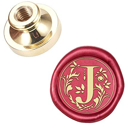 craspire Cire Sceau Timbre Tête Lettre J Amovible Cachetage Laiton Timbre Tête pour Créatifs Enveloppes Cadeaux Invitations Cartes Décoration