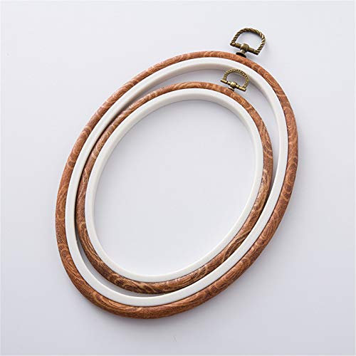 SWECOMZE Stickrahmen, Stickrahmen aus Kunststoff, Kreuzstichreifen mit Metallschrauben, für Heimwerker und Nähen (Oval, 12X15 cm)