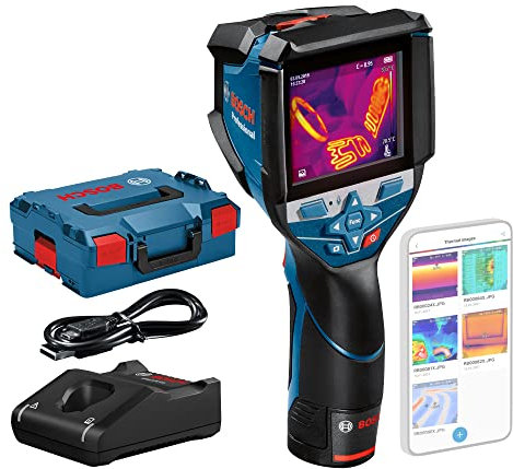 Bosch Professional 12V System Wärmebildkamera GTC 600 C (1x 12-V-Akku, mit App-Funktion, Temperaturbereich: –20 °C bis +600 °C, Auflösung: 256 x 192 px, in L-Boxx)
