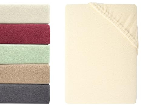 Hometex Premium Textiles Winterflausch Spannbettlaken | Spannbetttuch Teddyflausch 80% Baumwolle & 20% Mikrofaser | Oeko-TEX®Standard 100 - In vielen Größen und Farben | 90-100 x 200 cm Natur