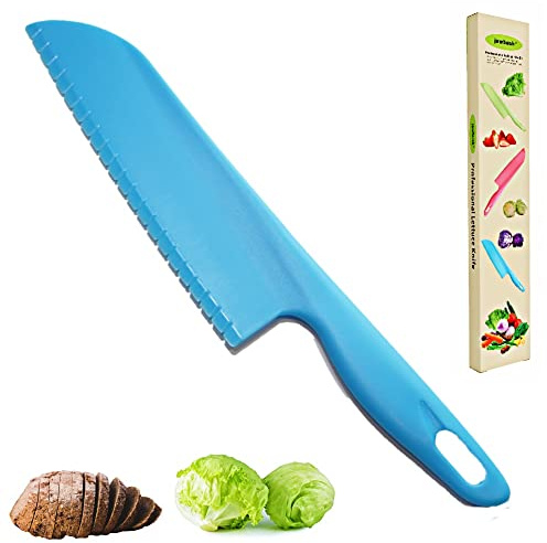 jawbush Professional Lettuce Knife to Prevent From Turning Brown, 11 Plastic Serrated Knife for Veggies, Fruit, Bread, Cake, Salad, No BPA for Cooking and Cutting - Safe & Durable Nylon Knife Set