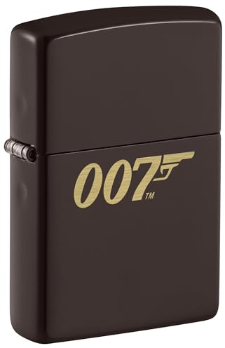 Zippo Windproof Lighter, James Bond, Brown, Laser Engrave, Refillable, Reusable, Windproof Design, Gift Box, Made in USA