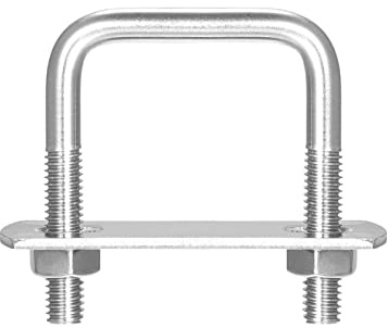 sourcing map Square U-Bolts, 10 Sets 32mm(1.26) Inner Width 46mm Length M6 304 Stainless Steel U Clamp Bolt with Nuts and Plates, for Boat Trailer