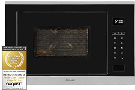 Exquisit EMW25-G-020 Inox | 60cm Einbaumikrowelle | Grillfunktion | Touch | Timer | Schnellstart