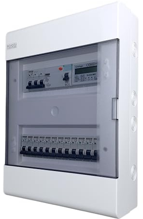 RoadEu – Cuadro eléctrico trifásico con contador de energía MID – Interruptor diferencial 40A tipo A – Automáticos C10A/C16A – Caja de distribución mural 230/400V precableada IP44