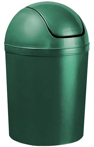 Home Centre Compact Plastic Swing Top Waste Bin 5 Litre Green House Office Bathroom Lobby Dustbin Convenient Flap Top Cylindrical Shape Hygienic Waste Disposal Versatile Daily Usage