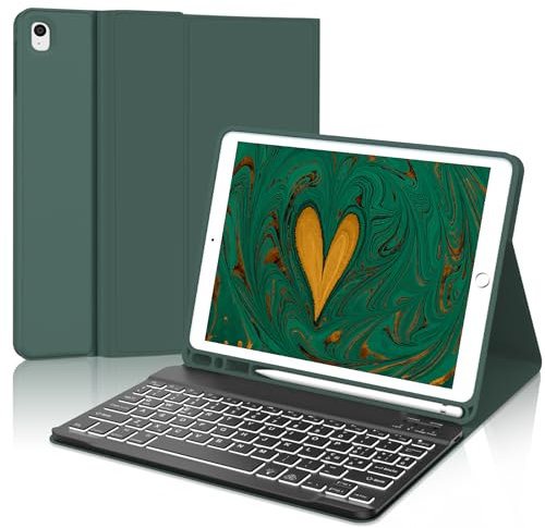 Tastiera per iPad 9 generazione 10.2 Cover tastiera per iPad 8/7 generazione 2020/2019 italiano tastiera rimovibile senza fili con supporto per Apple Pencil, verde scuro