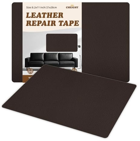 CHEIGHY 2er Leder Reparatur Set - 20x28 cm Kunstleder Selbstklebend Reparatur Lederflicken Premium Leder Patch Selbstklebende Flicken für Sofas Couch Autositze Möbel Reparatur (Braun, 20 x 28 cm)