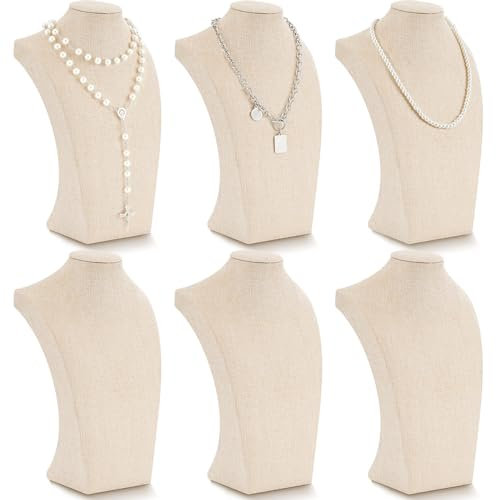 Kigley 6 piezas de lino para exhibición de joyas, soporte de exhibición de collar, soporte de maniquí, soporte de joyería, accesorios de fotografía, collares, soportes de exhibición para vender