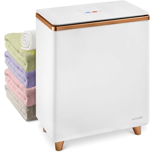 SereneLife Hot Towel Warmer w/ Customized Fragrance for Bathroom and Spa, Luxury Towel Heater Gift for Him or Her, Auto Shut off, Fits 2 Large Towels, Blankets, Bathrobes, PJ's - Rose Gold
