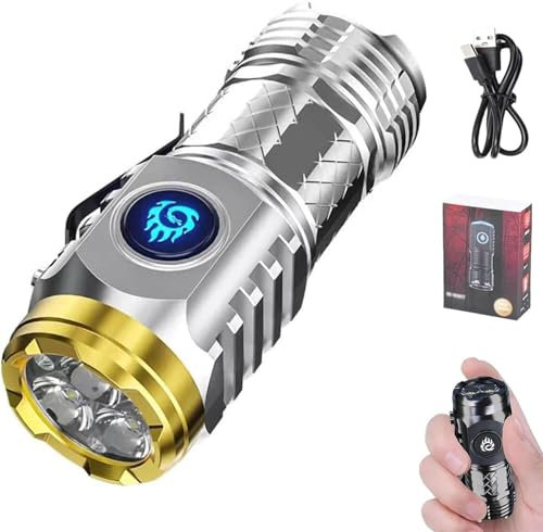 Linterna de tres ojos Monster Mini Flash Super Power, linternas LED recargables de alto lúmenes, linterna de bolsillo, linterna compacta de bolsillo portátil delgada para