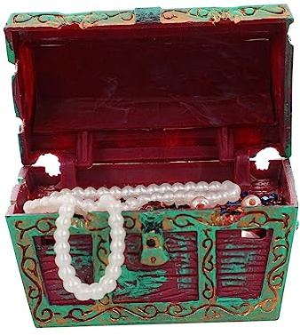BESPORTBLE Aquarium Schatztruhe Dekoration Für Fischbecken Miniatur Zierbox Aus Resin Für Aquarien Und Gartenlandschaften Rot