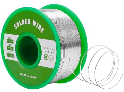 Gruiqrd Lötzinn Bleifrei 0,6mm, Lötdraht Elektronik, Lötzinn Draht Lötmittel zum Elektrolöten und Heimwerken (100g)