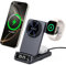 SwanScout Estación de Carga Inalámbrica para iPhone 16, Cargador Magnético Plegable 3 en 1 para iPhone 15/14/13/12, Apple Watch S10/9/8/7, AirPods Pro/4/3, SwanScout 708M (Sin Adaptador)