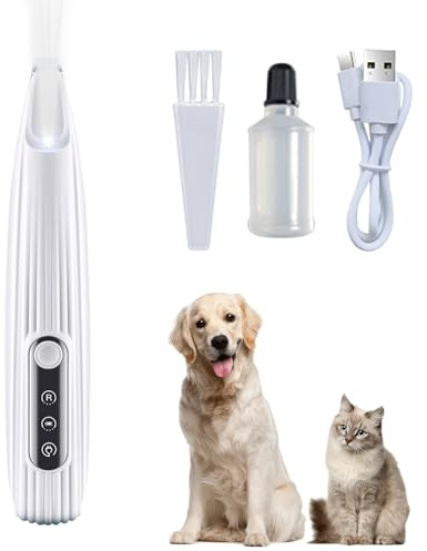 Hundeschermaschine, Pfotentrimmer für Hunde Haustierhaarschneider mit LED-Licht Wasserdichter Profi Hundetrimmer Wiederaufladbar Hunde Haarschneidemaschine Für Dickes Langes Lockiges (Weiß)