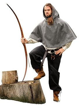 Leonardo Carbone® Unisex Mittelalterliche Wollgugel Paul mit Kapuze - Gugel Mittelalter Kleidung Herren & Damen, Mittelalter Kopfbedeckung, Hobbit Kostüm, LARP, Wikinger, Halloween, Karneval