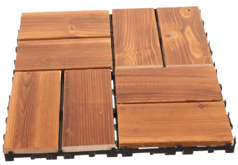 Angoily Sturdy Outdoor Flooring Carbonized Wood Tiles Patio Decking Interlocking for Garden Balcony