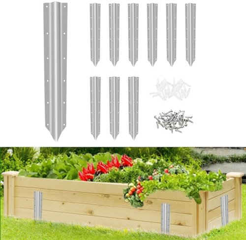 10 pack Sleepers Brackets, Sleeper Stakes for Driveway Heavy Duty, Galvanised Steel Railway Sleeper Bracket, Garden Stake for Edging Edge Timber Planter Beds