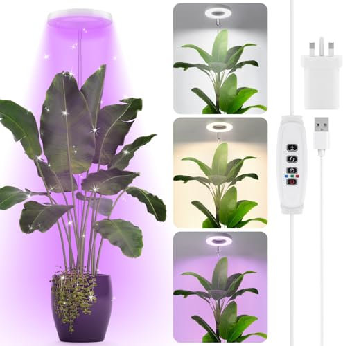 SIYOMG Grow Lights for Indoor Plants 72 LEDs Full Spectrum Led Grow Light 10 Brightness Settings, 3 Light Modes, Auto On/Off Timer, 30~160CM Height Adjustable, Ideal for Large Plants