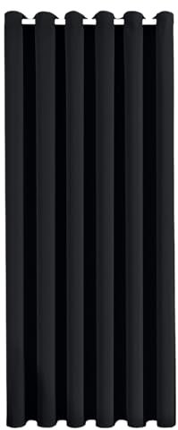 BedLooms Eyelet Blackout Curtains for Living Room Thermal Insulated Black Curtains Energy Efficient for Living Room 1 Panel Wide 66x84 Inch Drop with Tie Back