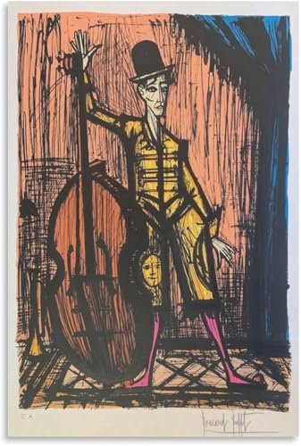 Gnvkd Ecbxz Bernard Buffet Poster Clown und Kontrabass Leinwand Malerei Bernard Buffet Drucke Vintage Wandkunst Ästhetik Wohnkultur Bild 40x60cm Kein Rahmen