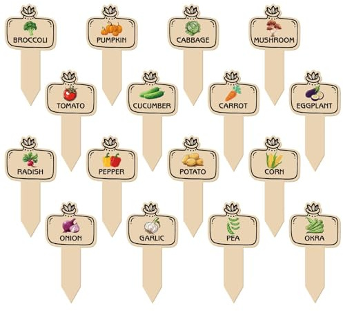 craspire 16 Stück Gemüse Pflanzenmarkierungen Aus Holz Kleine Gartenpflanzen Etiketten Aus Holz Gartenschilder Zubehör Für Den Innen Und Außenbereich Terrassenbedarf Samen Topfkräuter Tomaten