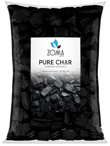 ZOMAGARDEN - Carbone Vegetale per Piante - Fertilizzante e Inerte Naturale per Migliorare il Suolo - Ideale per Orchidee e Tutte Le Colture - 100% di Origine Vegetale - 6L