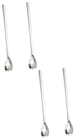 Cabilock 2sets Cuchara Mezcladora De Mango Largo Aperitivo Agitadores Saboreo Vajilla Cucharillas Cucharas De Café Cucharas para Servir Cuchara De Pastel Acero Inoxidable Silver 2pcs*2