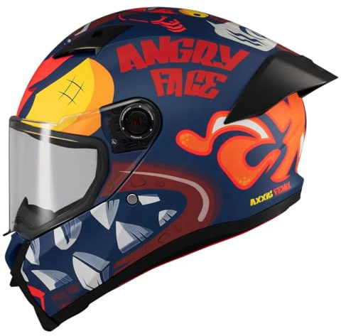 AXXIS Fenix Angry Face Fluo Mate - Casco de Moto Integral Unisex Hombre y Mujer - Homologado ECE 22.06 (XL)