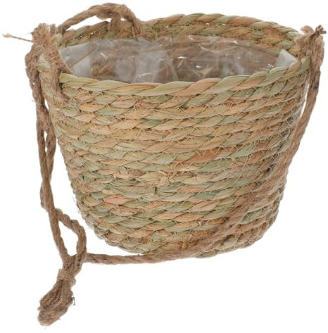 Happyyami Hängekorb Blumentopf blumenbank Hanging Basket pflanzplane Balkonkasten Flower Pot zimmerpflanzen Topf für hängende Pflanzen großer Indoor-Blumentopf Balkonpflanzhalter Gras
