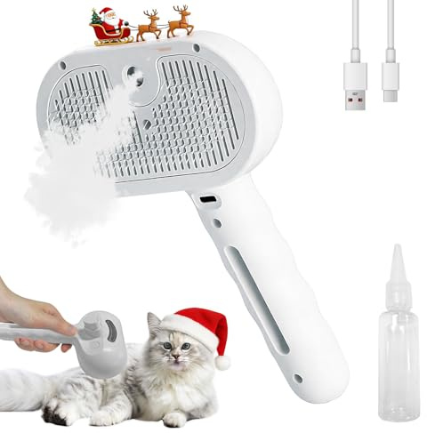 NICEWAT Kattborste med ånga, uppladdningsbar ångborste för katt hundar, spray husdjurshår borste med utlösningsknapp, katthårborste för långt hår och kort hår för att ta bort lös päls och smuts