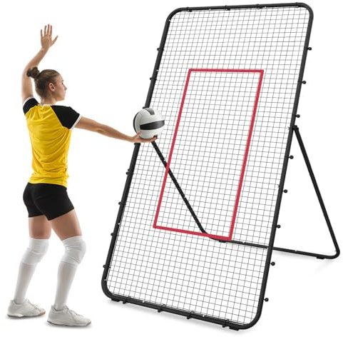 Rete da Rimbalzo per Pallavolo, 2,1 x 1,2 m Regolabile con Angolo di 45/60/75/85 Attrezzatura per Allenamento di Pallavolo per Adulti e Bambini per Giardino Stadio Scuole