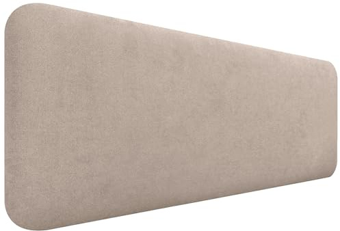 DHOME Cabecero Tapizado Liso Redondeado Tela Aqualine para Pared Acústicos Cabeceros Absorbentes Cabezal Cama Dormitorio (Beige, 135cm)