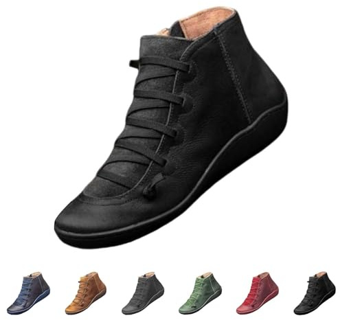 Bottines pour femme - Pour l'automne et l'hiver - Avec fermeture éclair - En cuir synthétique - Confortables - Antidérapantes - Imperméables - Pour motard, Noir , 43 EU