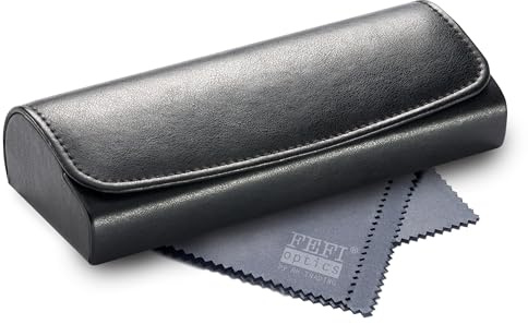 FEFI Brillenetui Hardcase - Premium Schutz für ihre Brille - Kunstleder in edler Leder-Optik, weiches Samt Innenfutter - Magnetverschluss, klassisch & elegant - Etui für Damen und Herren (Schwarz)