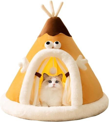 BANTASE Cat Cave, Bed, Washable Sleeping Place For Cats, Cute Plush Pet Head Pillow, House, Cushion(A,Small)