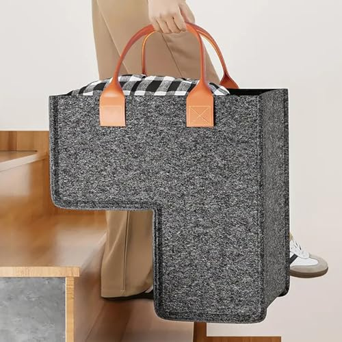 Treppenkorb Stufenkorb, Filz Treppenkörbe Mit Griff, Aufbewahrungs Treppentasche, L Form Treppenaufbewahrungstasche Für Wäsche, 25 * 42 * 42 Cm, Für Holz Teppichbelegt Treppe Dachboden Villa Schuh