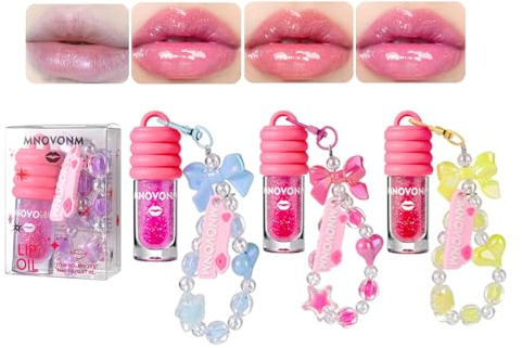 3Pcs Gloss Hydratants,Lip Gloss Changeant De Couleur, Bracelets Mignons, Huile Pour Les Lèvres, Gelée Pour Les Lèvres Pour Femme Maquillage Non Toxique