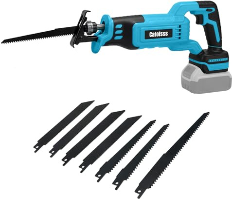 Catolsss Sierra de sable con batería compatible con Makita 18 V, motor sin escobillas 3500 SPM, variable continua con 8 hojas de sierra para madera y metal (sin batería)