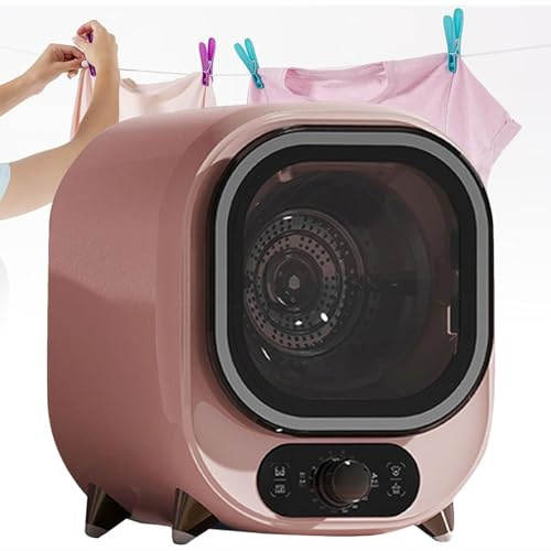 Minitorktumlare, kompakt 450 W elektrisk torktumlare med 2 torklägen och timer, elektrisk torktumlare, för lägenhet, sovrum (rosa)