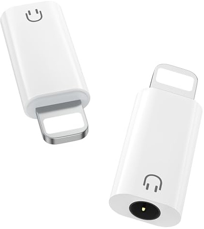 MoKo Lightning to 3.5mm Audio Headphone Adapter (Playback Only), DAC Chip Lightning to Aux 3.5mm Headphone Jack Audio Dongle for iPhone 14 Pro Max/14 Plus/13 12 11 Pro Max/SE/XS, White
