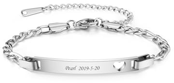 PiercingJak Freundschaftsarmband mit Gravur Damen Edelstahl Armband Herz Armkette Freundschaftsarmbänder Freundschaft Personalisierte Geschenke für Beste Freundin Freunde