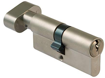 Amig - Cilindro di sicurezza con stampella | Serratura per porte | Bombina ad alta sicurezza | Antigalza e anti-martellamento | Include 3 chiavi | Leva lunga | argento opaco | Misure: 80 (35-45 mm)