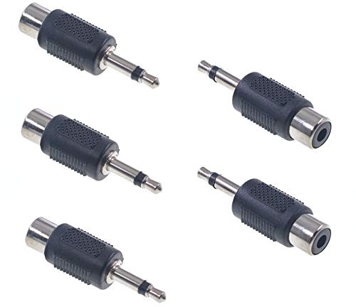 Oiyagai Lot de 5 Adaptateurs Jack 3.5 mm Mono Mâle vers RCA Femelle – Connecteurs Droits pour Audio, Amplificateur, Haut-Parleur et DIY