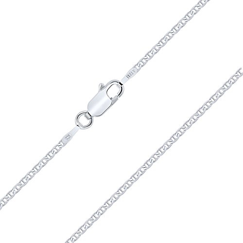 Planetys - Cadena de Plata de Ley 925 Rodiada Malla Marina 1.8 mm de Ancho 50 cm de Longitud