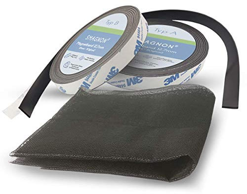 Fliegengitter Magnet - Magnetband und Insektenschutzgitter im Set - Fliegengaze, Pollenschutzgitter, magnetisch ohne Bohren (80 x 100 cm, Magnetband Dunkelbraun)