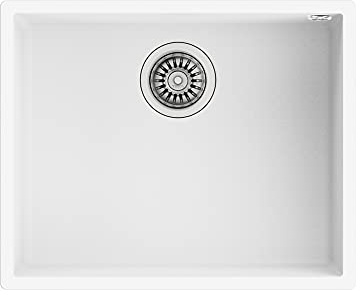 TEKA Fregadero Bajo Encimera 1 Cubeta Granito, 50cm, Profundidad 20cm, Resistente a Impactos y Temperaturas, Acabado No Poroso, Desagüe con Válvula Canasta y Sifón, Square 50.40 TG