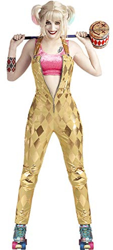 Funidelia | Disfraz de Harley Quinn - Birds of Prey para mujer Superhéroes, Suicide Squad - Disfraz para adultos y divertidos accesorios para Fiestas, Carnaval y Halloween - Talla S - Dorado