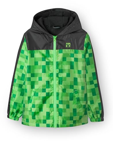 Minecraft Boys Jacke Wasserdichte Hoodie Creeper Fleece gesäumter Regenmantel